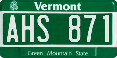 VT license plate AHS871