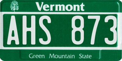 VT license plate AHS873