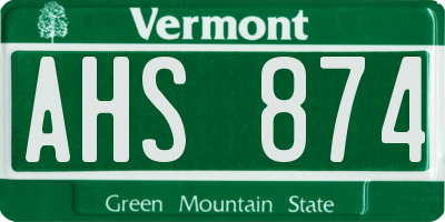 VT license plate AHS874