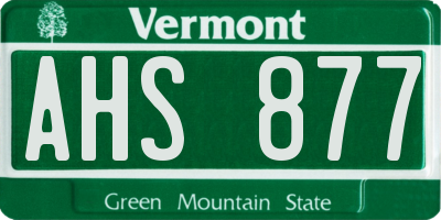 VT license plate AHS877