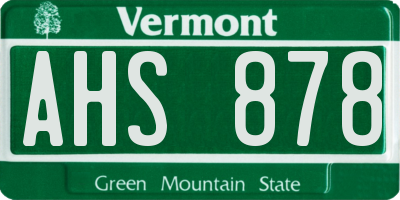 VT license plate AHS878