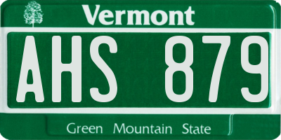 VT license plate AHS879