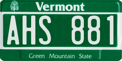 VT license plate AHS881