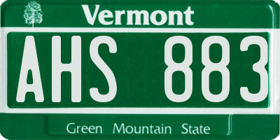 VT license plate AHS883