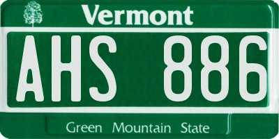VT license plate AHS886