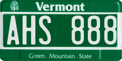 VT license plate AHS888