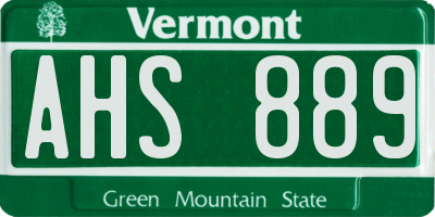 VT license plate AHS889