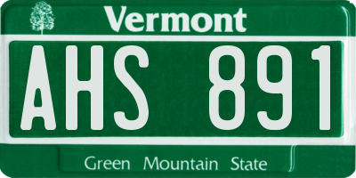 VT license plate AHS891