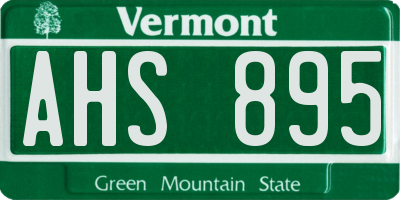 VT license plate AHS895