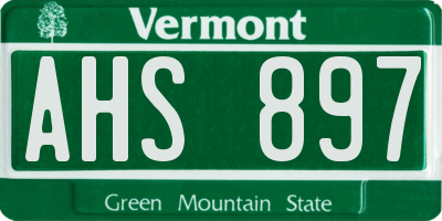VT license plate AHS897