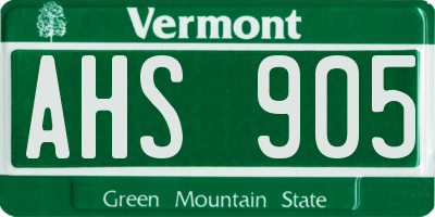 VT license plate AHS905