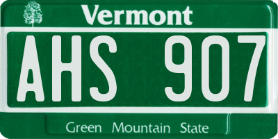 VT license plate AHS907