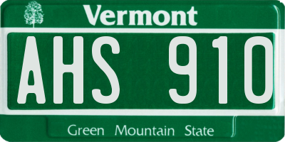 VT license plate AHS910