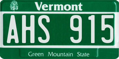 VT license plate AHS915
