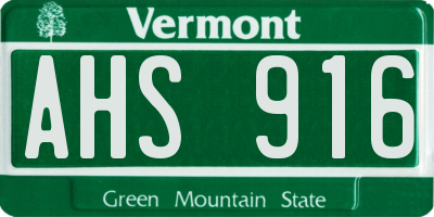 VT license plate AHS916