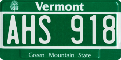 VT license plate AHS918