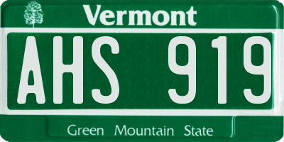 VT license plate AHS919