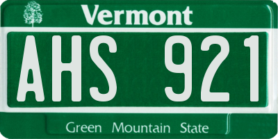 VT license plate AHS921