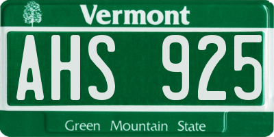 VT license plate AHS925