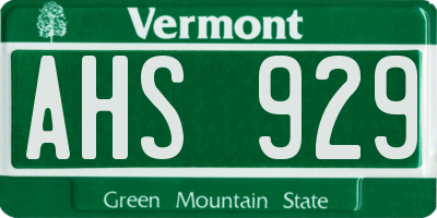 VT license plate AHS929