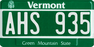 VT license plate AHS935