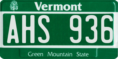 VT license plate AHS936
