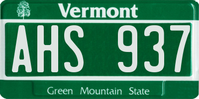 VT license plate AHS937