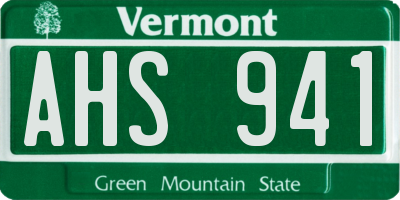 VT license plate AHS941