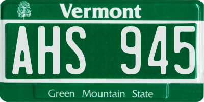 VT license plate AHS945