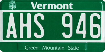 VT license plate AHS946