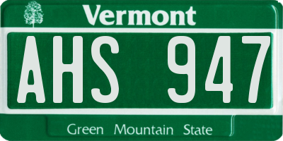 VT license plate AHS947