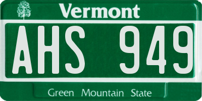 VT license plate AHS949