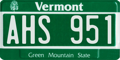 VT license plate AHS951