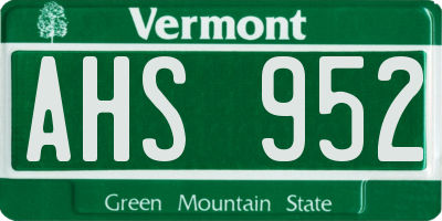 VT license plate AHS952