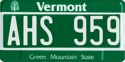 VT license plate AHS959