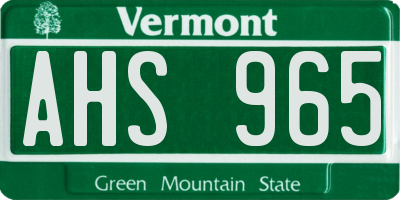 VT license plate AHS965