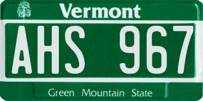 VT license plate AHS967