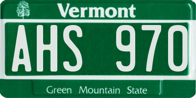 VT license plate AHS970