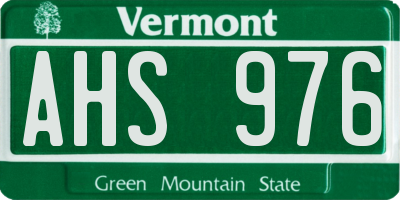 VT license plate AHS976