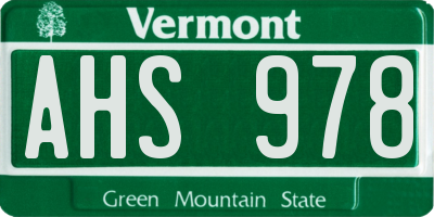 VT license plate AHS978