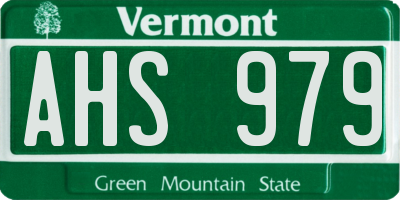 VT license plate AHS979