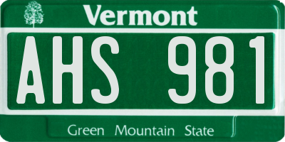 VT license plate AHS981