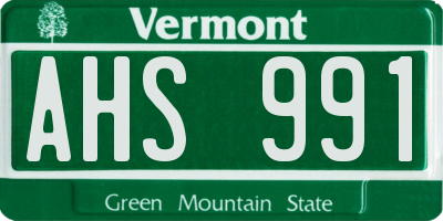 VT license plate AHS991