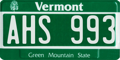 VT license plate AHS993