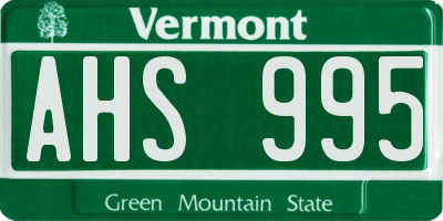 VT license plate AHS995