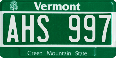 VT license plate AHS997
