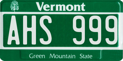 VT license plate AHS999