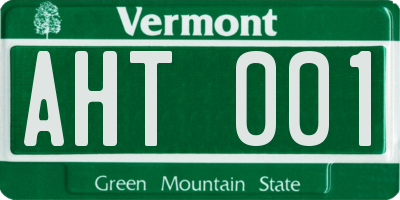 VT license plate AHT001