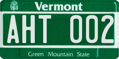 VT license plate AHT002