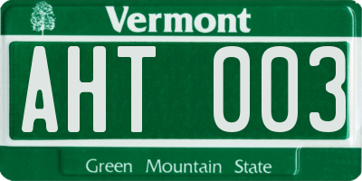 VT license plate AHT003